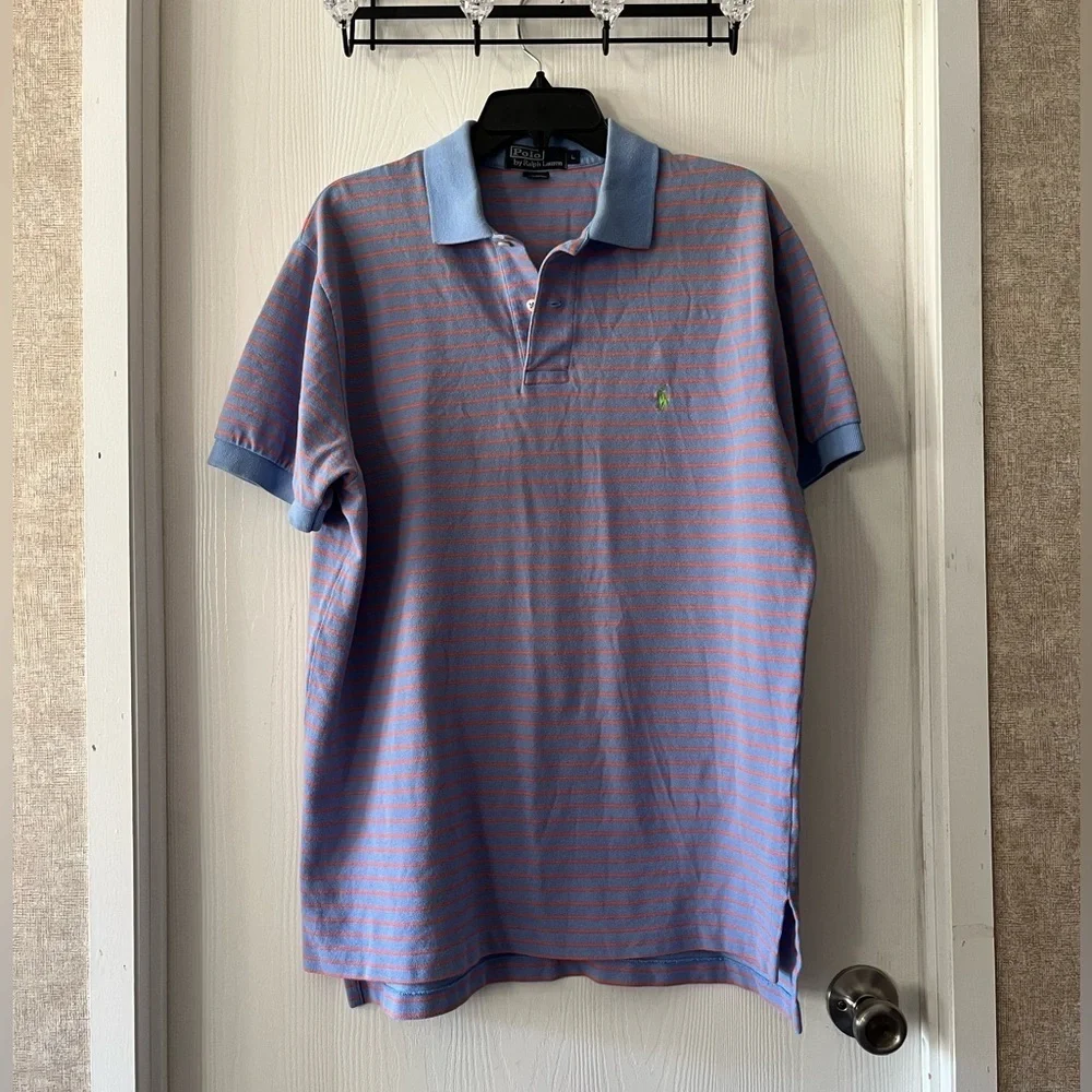 Ralph Lauren Sky Blue with Orange Stripes Polo Shirt